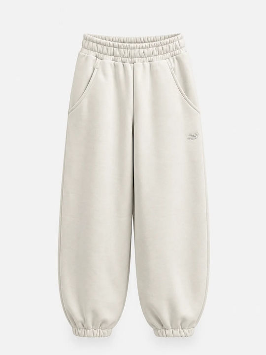 Pantaloni de trening largi Fleece Ecru