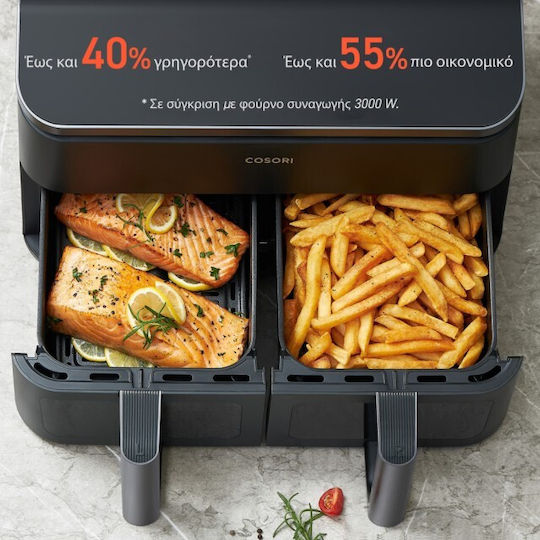 Cosori Dual Basket 8.5 Chef Edition Air Fryer με Διπλό Αποσπώμενο Κάδο 8.5lt Μαύρο