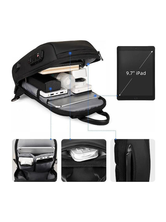 Geantă De Umăr Și Piept Mark Ryden Sistem Tsa Anti-furt Material Oxford Impermeabil Port Usb Compatibil Cu Tabletă De 9.7" Capacitate 8.5l Curea Simplă Unisex Culoare Neagră