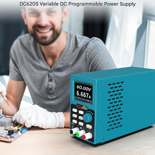 Kiprim Dc620s Programmable Laboratory Power Supply Adjustable Dc Source 0-60v 0-20a Max 400w Usb Interface Usb Stick Software Included Digital Display Ovp Ocp Protection Workshop Testing Electronics Black