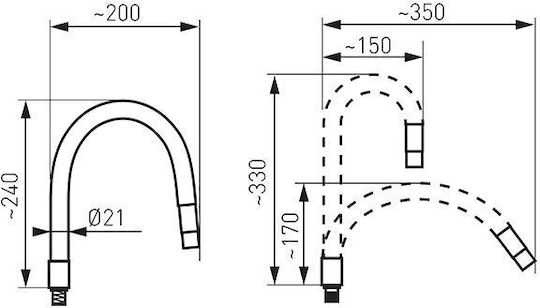Erweiterbarer Wasserhahn-Rohr Ferro Elastico Chrom Aerator Weiß