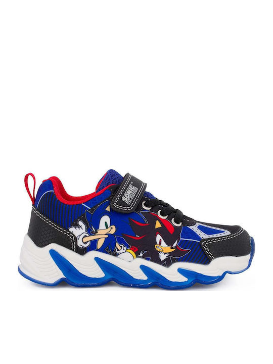 Kids Sneakers with Hoop & Loop Closure and Lights Black