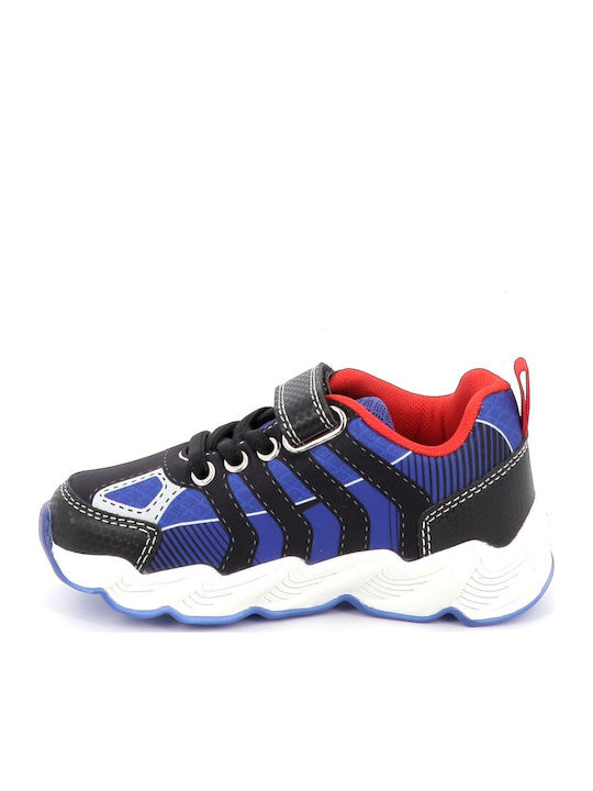 Kids Sneakers with Hoop & Loop Closure and Lights Black