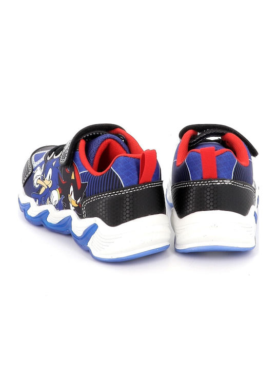Kids Sneakers with Hoop & Loop Closure and Lights Black