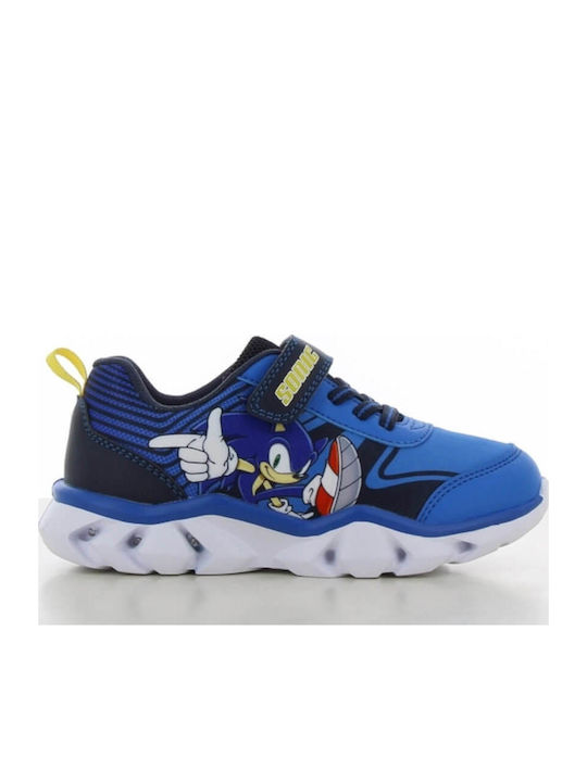 Kids Sneakers with Hoop & Loop Closure and Lights Blue