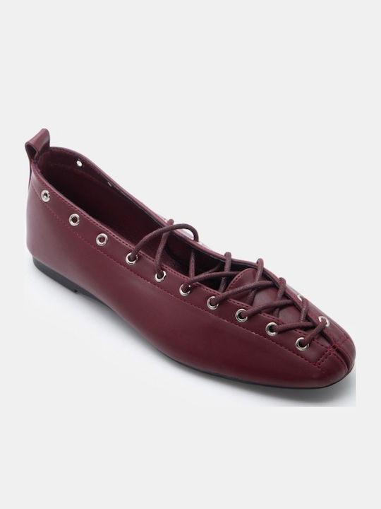 Damen Ballerinas Spitz zulaufend in Burgundisch Farbe