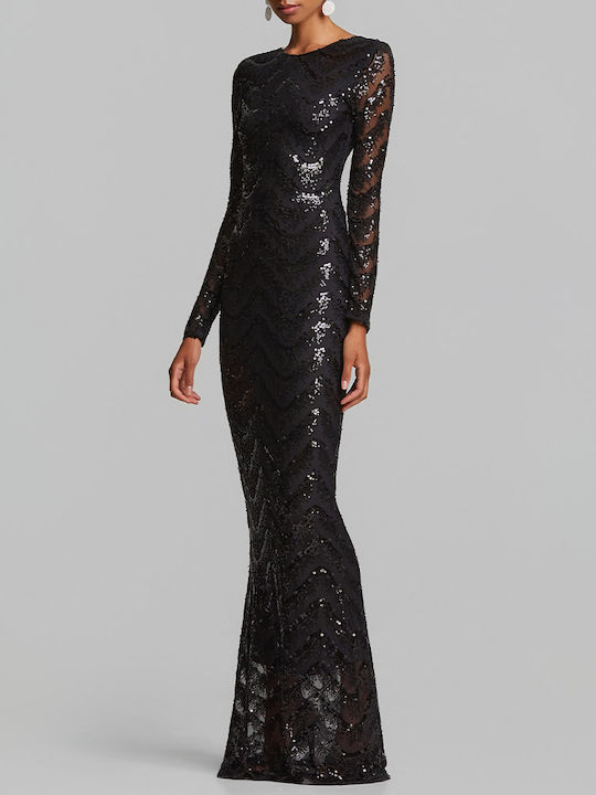 Summer Maxi Evening Dress Satin Open Back Black