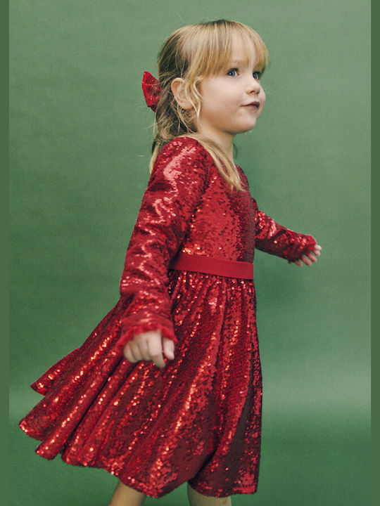 Mädchenkleid mit Pailletten Rote