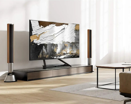 Fitueyes Eiffel V2 Tt88 Black Desktop Floor TV Stand 55"-88" Adjustable Height