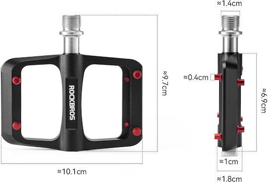 Rockbros Bicycle Pedals Flat Black