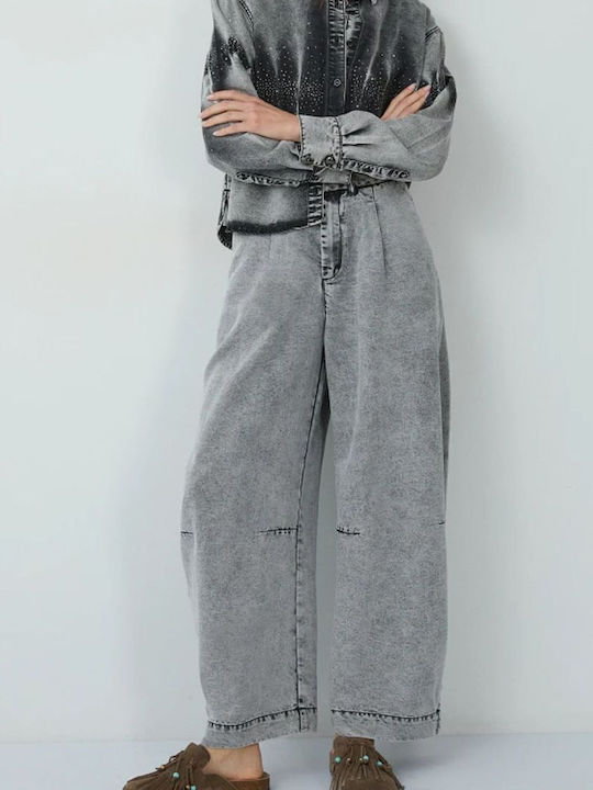 High Rise Women's Jean Pants in Regular Fit Grey