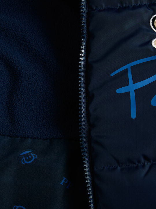 Waterproof Kids Casual Jacket Short with Hood Navy Blue