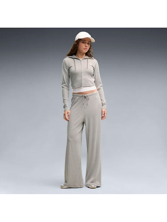 Women's Hooded Sweatshirt Cardigan Grey