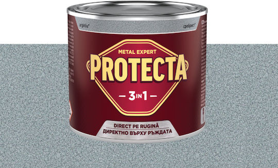Protecta 3-в-1 Метално Цвят Черен Метали Конвертор На Ръжда Грунд Декоративно Покритие В Една Кутия Може Да Се Нанася Директно На Ръжда Блестящо Покритие 0.5л Сребърен