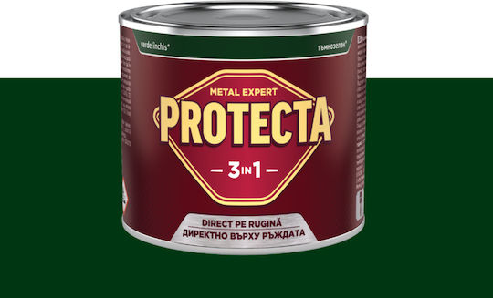 Protecta 3-в-1 Метално Цвят Черен Метал Ръжда Конвертор Праймер Декоративно Покритие В Една Кутия Може Да Се Нанася Директно Върху Ръжда Блестящо Покритие 0.5л Тъмнозелен