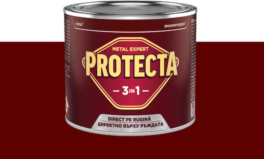 Protecta 3-в-1 Метално Цвят Черни Метали Конвертор На Ръжда Грунд Декоративно Покритие В Една Кутия Може Да Се Нанася Директно На Ръжда Лъскаво Покритие 0.5л Черешово Червено