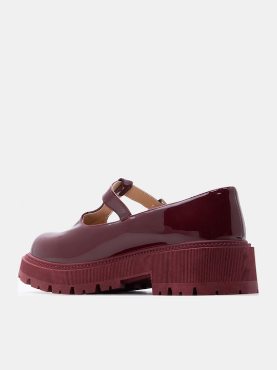 Damen Ballerinas Spitz zulaufend in Burgundisch Farbe