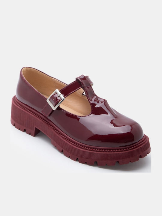 Damen Ballerinas Spitz zulaufend in Burgundisch Farbe