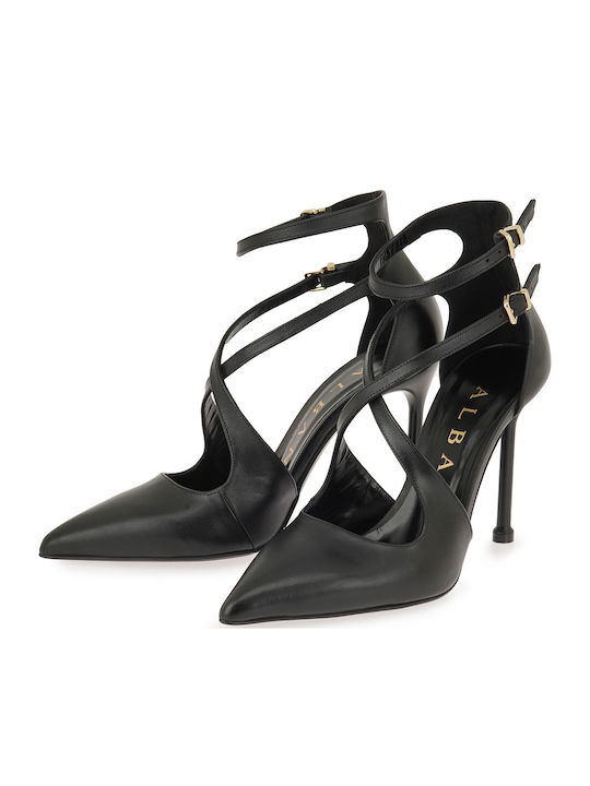 Leather Heels with High Heel Black