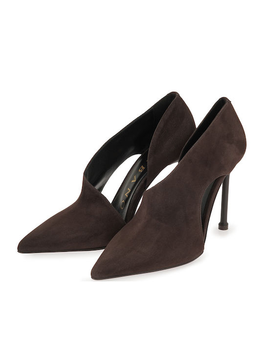 Suede Heels with High Heel Brown