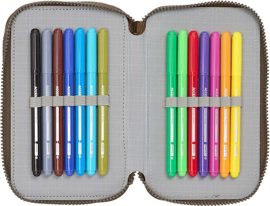 Safta Dinosaur Jurassic World Filled Brown Pencil Case