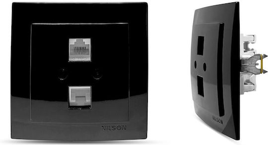 Geyer Black Cat6 Double Network Socket