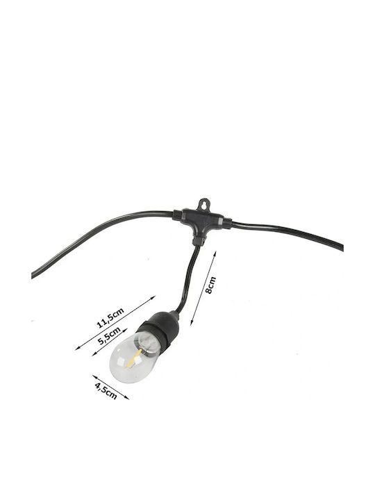 Verk Group Expandable Waterproof LED Garland Lights IP44 15m with 15 Bulbs Warm White