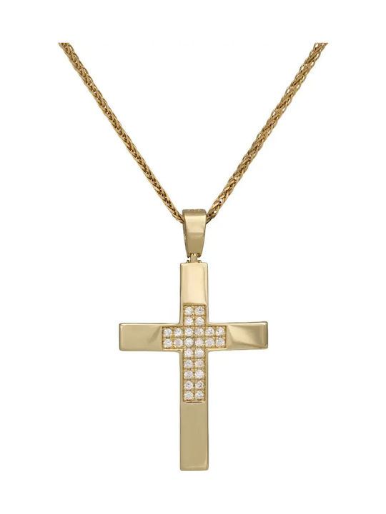 Crucifix Din Aur Pentru Femei 9 Carate Cu Lanț
