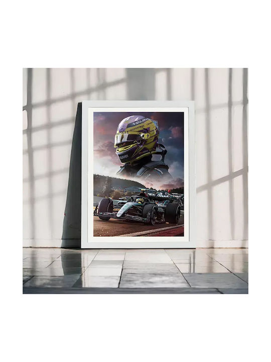 Poster Formula1 Lewis Hamilton F068 30cm X 40cm Ramă Neagră Din Lemn