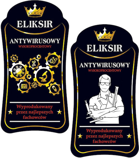 10x Premium Antivirus Elixir Kleine Klebeetiketten Flaschenaufkleber Wodka
