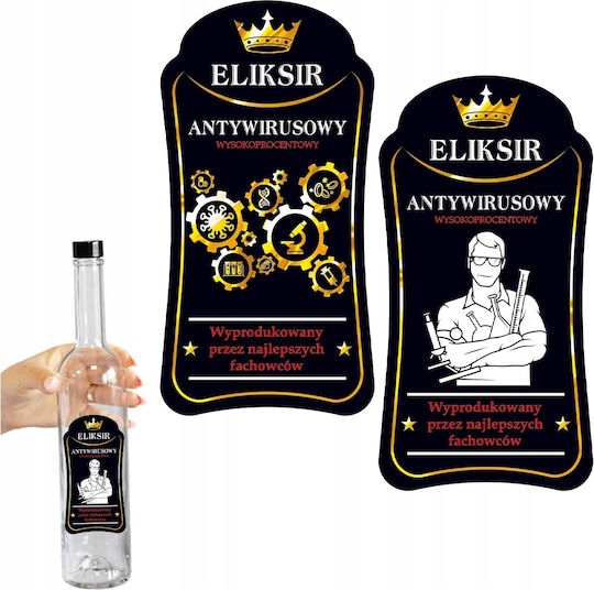 10x Premium Antivirus Elixir Kleine Klebeetiketten Flaschenaufkleber Wodka