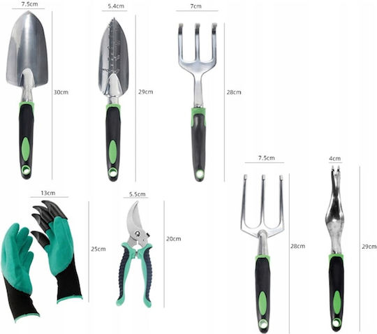 Set Profesional Multifuncțional De Instrumente De Grădină 9 Bucăți Metal Plastic Design Ergonomic Ușor De Curățat Și De Folosit Verde Negru