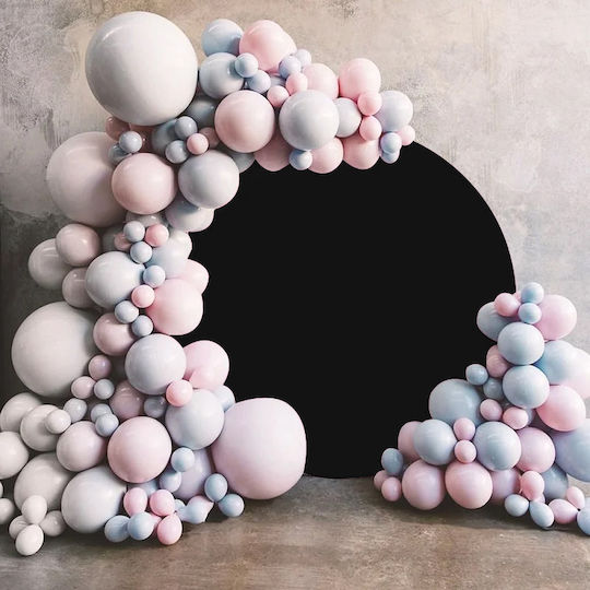 Arc De Balon Cu Copertină Dublă Față Perete Foto Rotund 200 Cm Negru