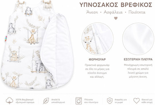 Maboo Winter Baby Sleeping Bag Wearable Blanket Happy Savanna Happy Savanna White
