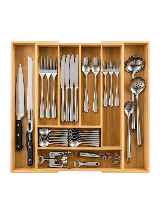 Bamboo Besteckeinsätze für Schubladen Aufklappbar Hölzernes Beiges