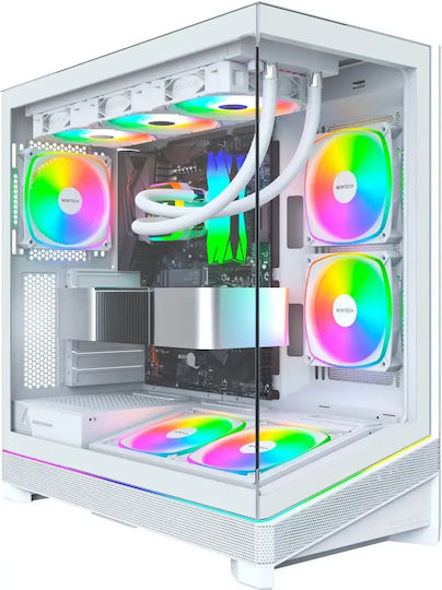 Montech Sky 3 Gaming Midi Tower Кутия За Компютър Със Страничен Прозорец Бяла