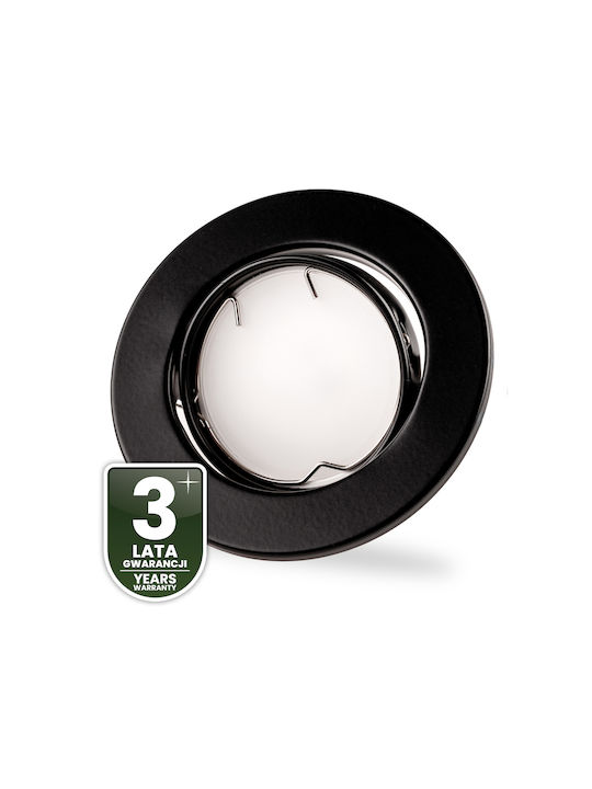 Spot Încastrat Mobil Rotund Corp De Iluminat Cu Halogen Aureli Negru Mr16 Gu10