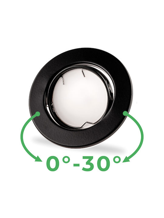 Spot Încastrat Mobil Rotund Corp De Iluminat Cu Halogen Aureli Negru Mr16 Gu10