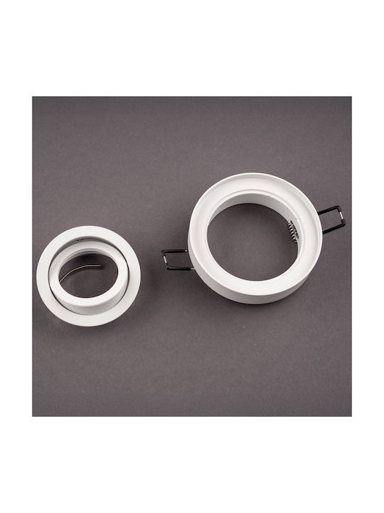 Spot Încastrat cu Bec Halogen Gu10 Mobil Rotund Alb 20mm