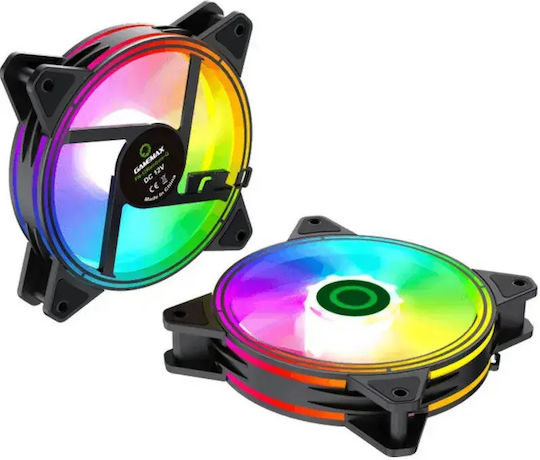 GameMax RQ300 Case Fans 25mm (1100rpm / 45cfm) with ARGB Lighting and 3-Pin Connection Pack of 3