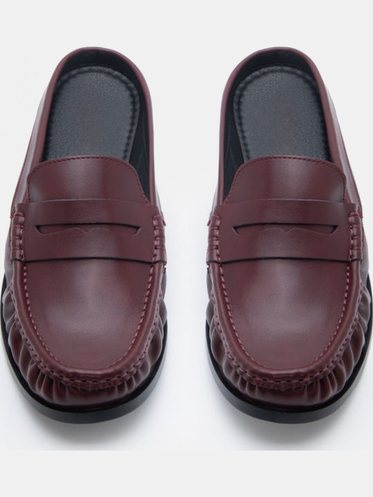 Flat Mules In Burgundy Colour