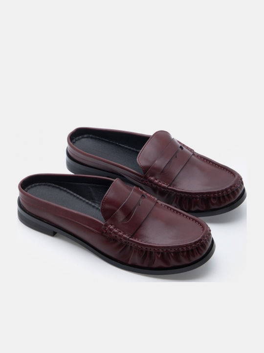 Flat Mules In Burgundy Colour