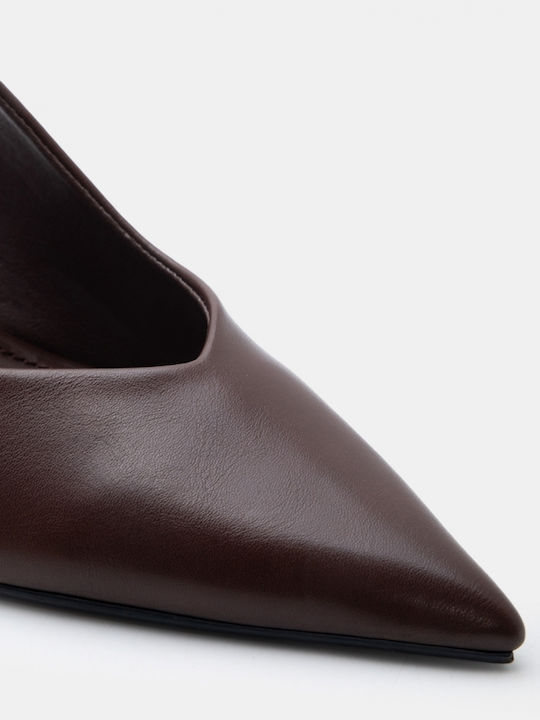 Spitze Zehe Pumps mit Braun Absatzhöhe