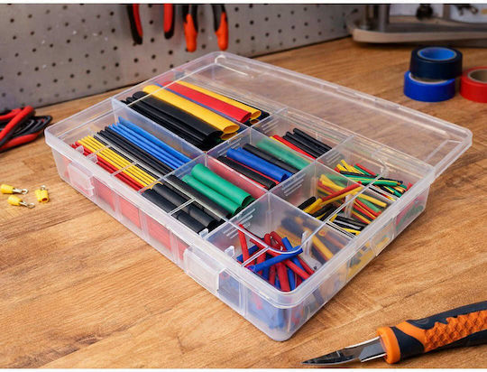 Set Tubulatură Termocontractibilă Macaroane Cabluri 348 Bucăți Multicolore Cutie de Organizare