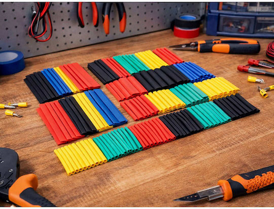 Set Tubulatură Termocontractibilă Macaroane Cabluri 348 Bucăți Multicolore Cutie de Organizare