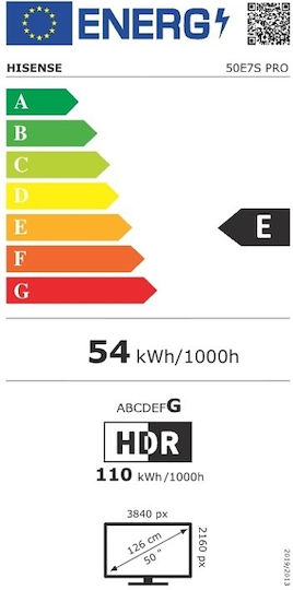 Hisense Smart TV 50" 4K UHD LED E7S PRO HDR (2026) 50E7S PRO