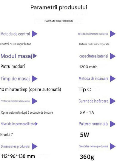 Arvada Beautypro Dispozitiv de Masaj pentru Scalp EMS Vibrații Lumină Roșie Baterie de 1200 mAh Încărcare USB-C Rezistent la Apă Alb