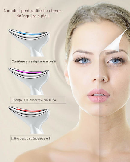 Arvada Beautypro G79 Dispozitiv de Masaj pentru Față și Gât 3 Moduri de Funcționare Încălzire la 45°C Vibrații de Înaltă Frecvență Încărcare USB Baterie de 500 mAh Negru
