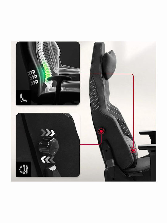 Huzaro Force 8.1 Fabric Gaming Chair with Adjustable Arms and Footstool Black
