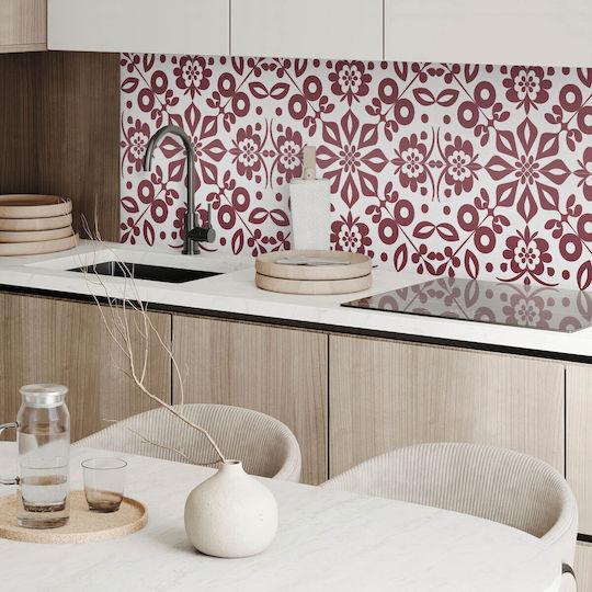 Printed Vinyl Wall Panel Dining Room 100x50 Cm Floral Pattern Leaves